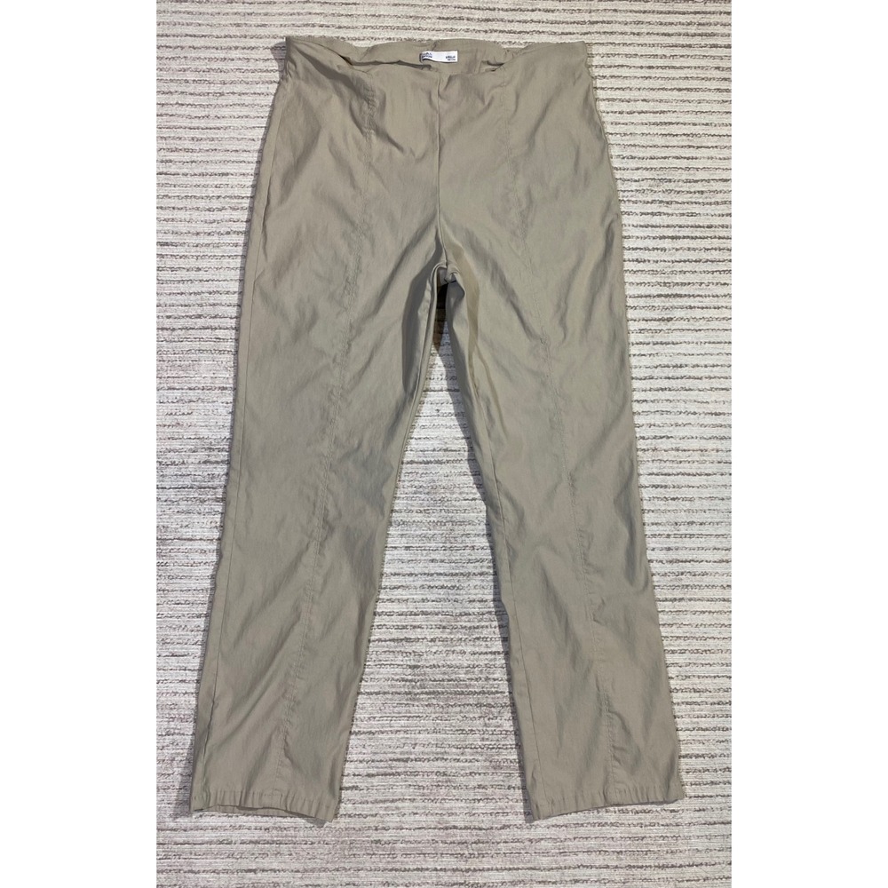 Croft & Barrow Womens Khaki Straight Leg Pull On Stretch Pants Size 16 Regular